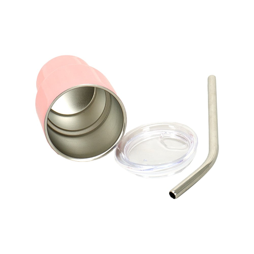 3Pcs 2oz Mini Stainless Steel Tumbler Cup with Straw and Lid for Party - Green+White+Pink