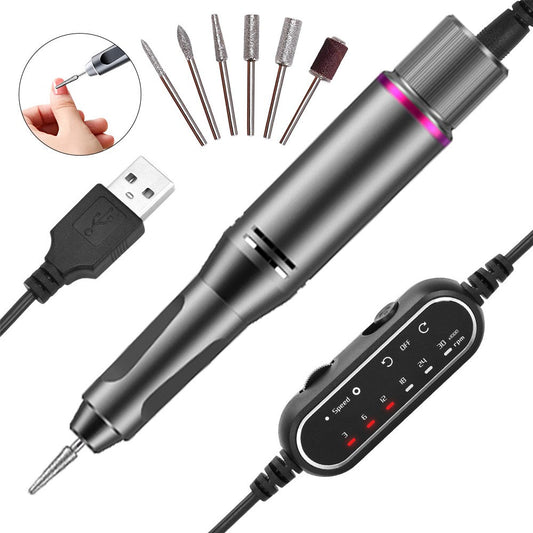 Electric Nail Drill Trimmer File Machine Manicure Tools Kit Gray