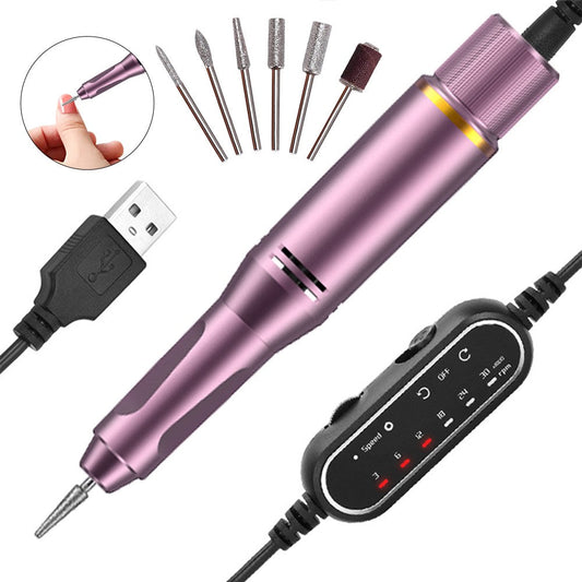 Electric Nail Drill Trimmer File Machine Manicure Tools Kit Purple