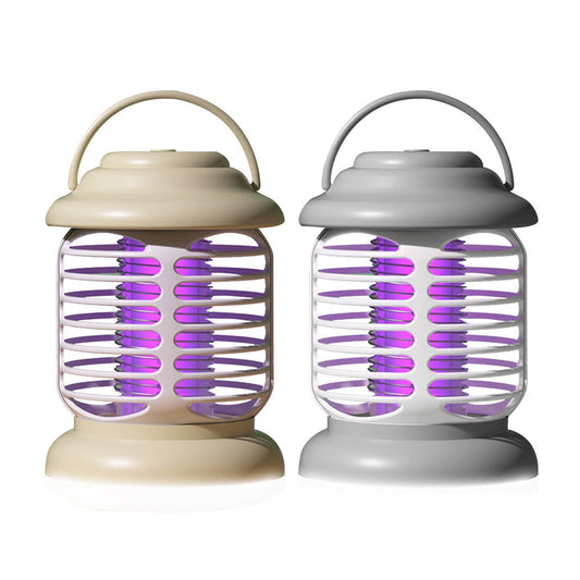 2X 3-in-1 Portable Electric Mosquito Killer Lamp Mosquito Zapper Trap-Grey+Khaki