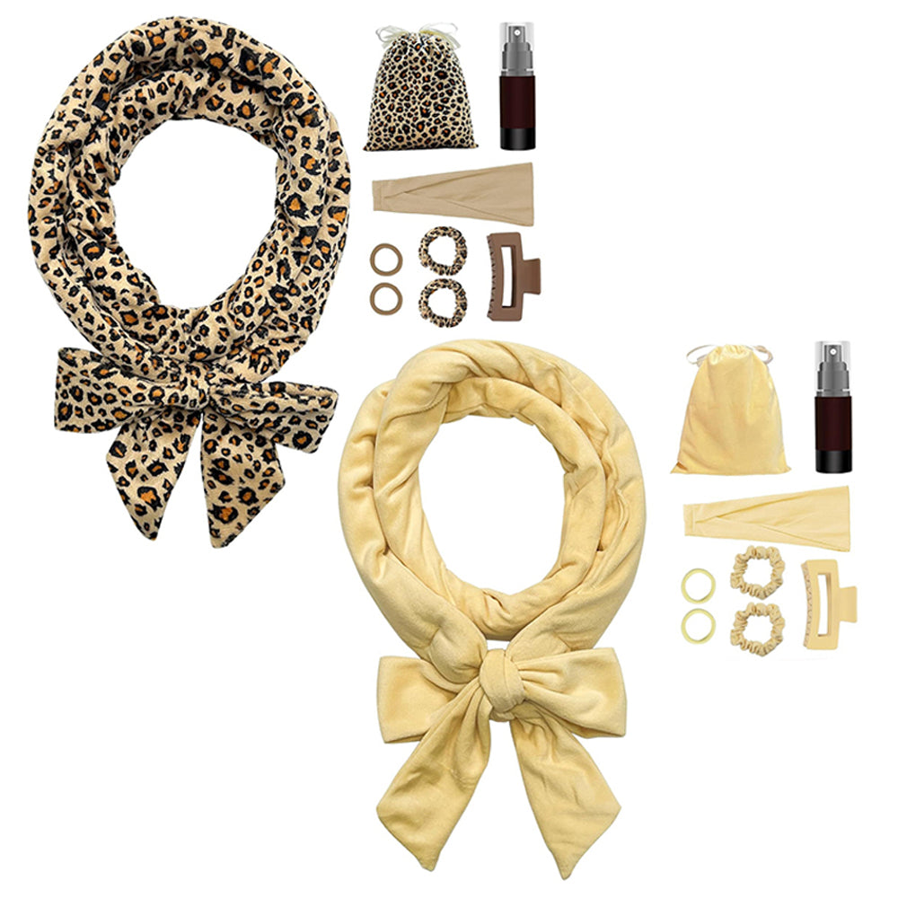 2 X Heatless Hair Curling Set Heatless Hair Curler Headband Hair Tie Yellow