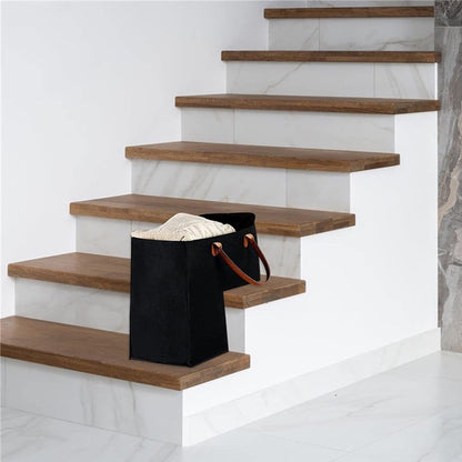Stair Step Basket with Handle Foldable Storage Bag Black