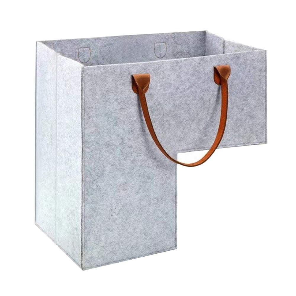 Stair Step Basket with Handle Foldable Storage Bag Light Grey