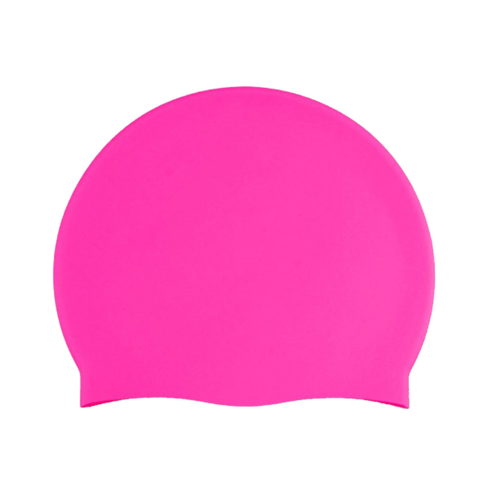 Elastic Silicone Swimming Cap Solid Color Water-resistant Ear Protection Hat Pink