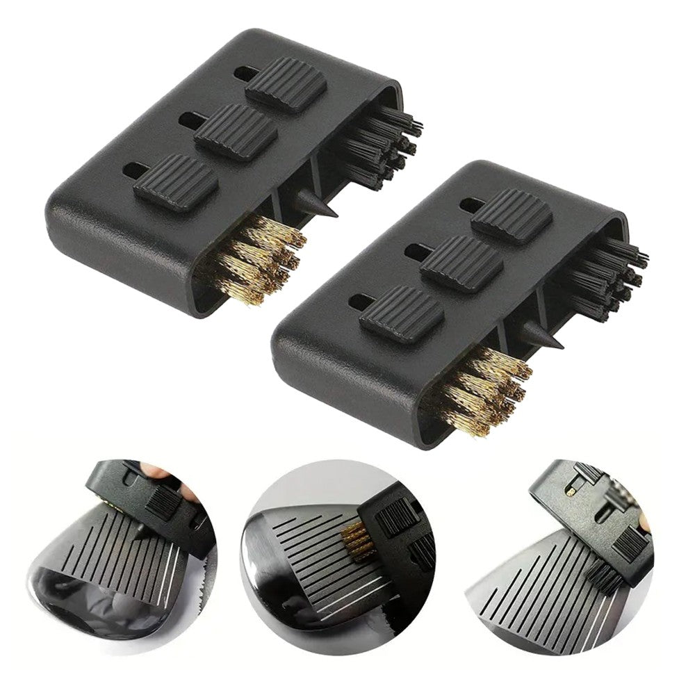 2Pcs 3-in-1 Golf Club Brush Head Brush Retractable Three-hole Groove Cleaning Brush