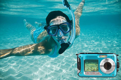 24MP Waterproof Portable Digital Underwater Camera Blue
