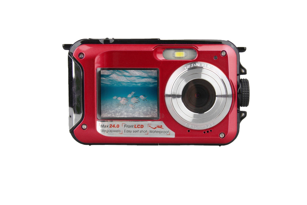 24MP Waterproof Portable Digital Underwater Camera Red