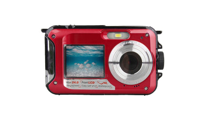 24MP Waterproof Portable Digital Underwater Camera Red