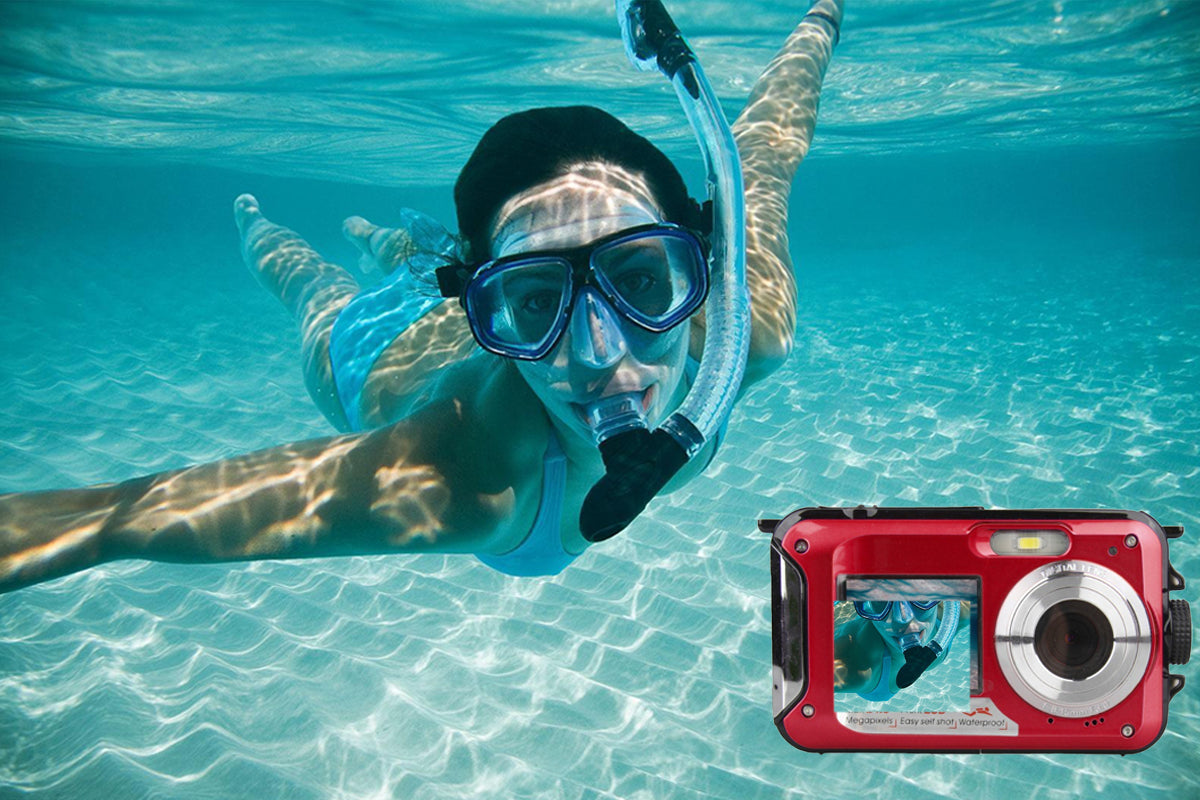 24MP Waterproof Portable Digital Underwater Camera Red