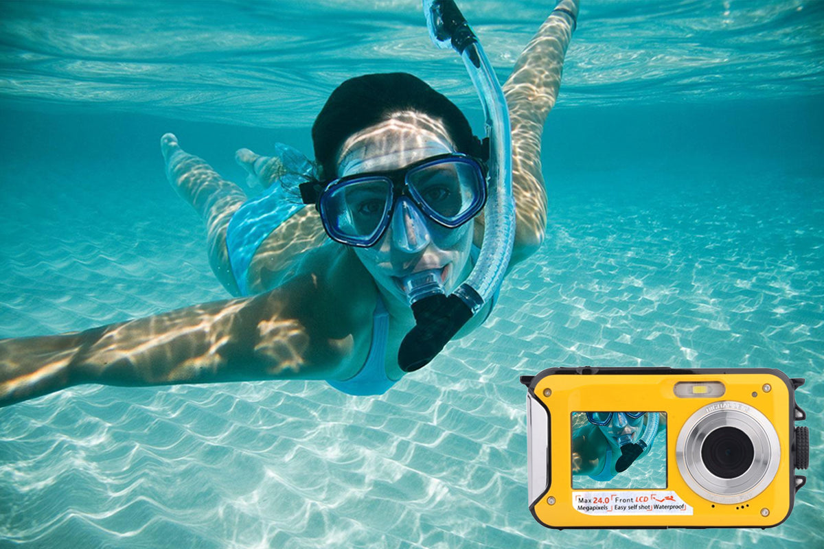 24MP Waterproof Portable Digital Underwater Camera Yellow