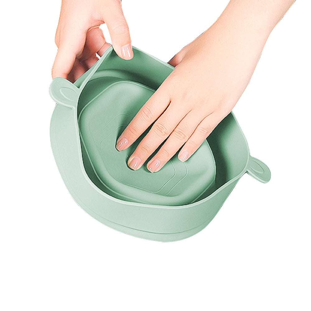 2Pcs Collapsible Silicone Popcorn Popper Popcorn Bowl with Lid - Green+Yellow