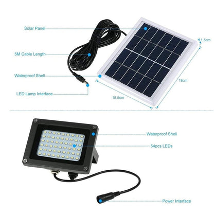 54 LED Outdoor Solar Flood Light Walkway Landscape Light with Remote Control