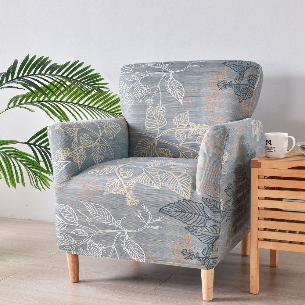 Stretch Armchair Cover Printed Single Sofa Chair Slipcovers Protector Grey