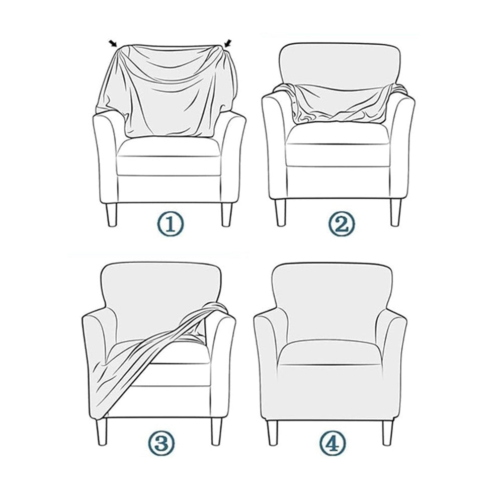 Stretch Armchair Cover Printed Single Sofa Chair Slipcovers Protector Navy