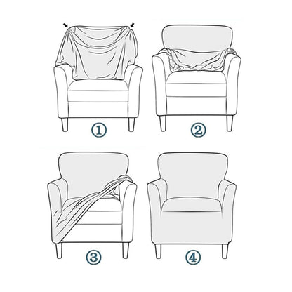 Stretch Armchair Cover Printed Single Sofa Chair Slipcovers Protector Blue