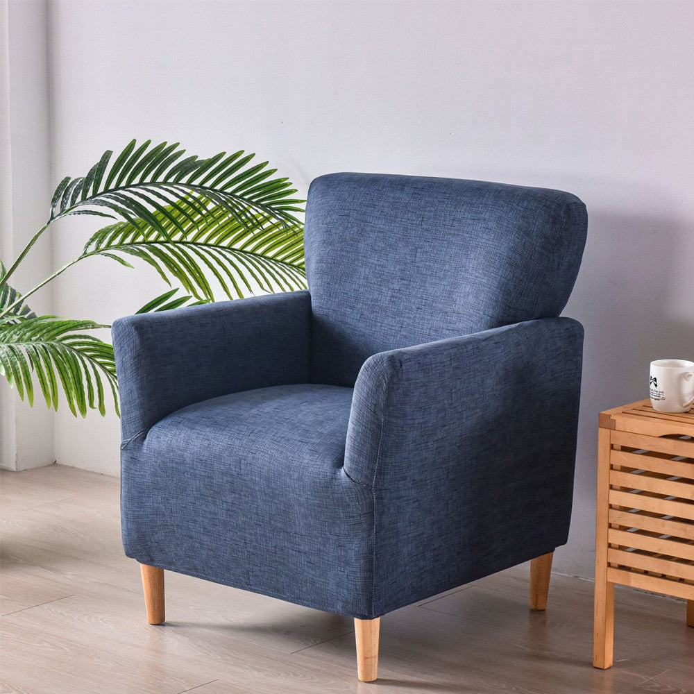 Stretch Armchair Cover Printed Single Sofa Chair Slipcovers Protector Navy