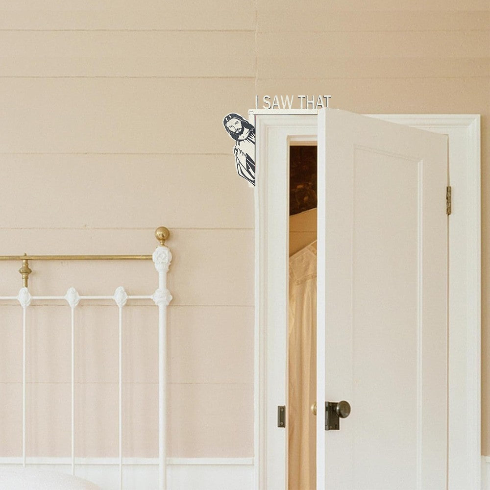 I Saw That Jesus Door Sitter Wood Door Frame Corner Decoration Home Door for Left Door Frame