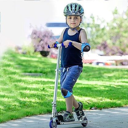 6Pcs Set Kids Protective Gear Set Knee Pads Wrist Guards Elbow Pads for Skating Cycling Rollerblading Blue