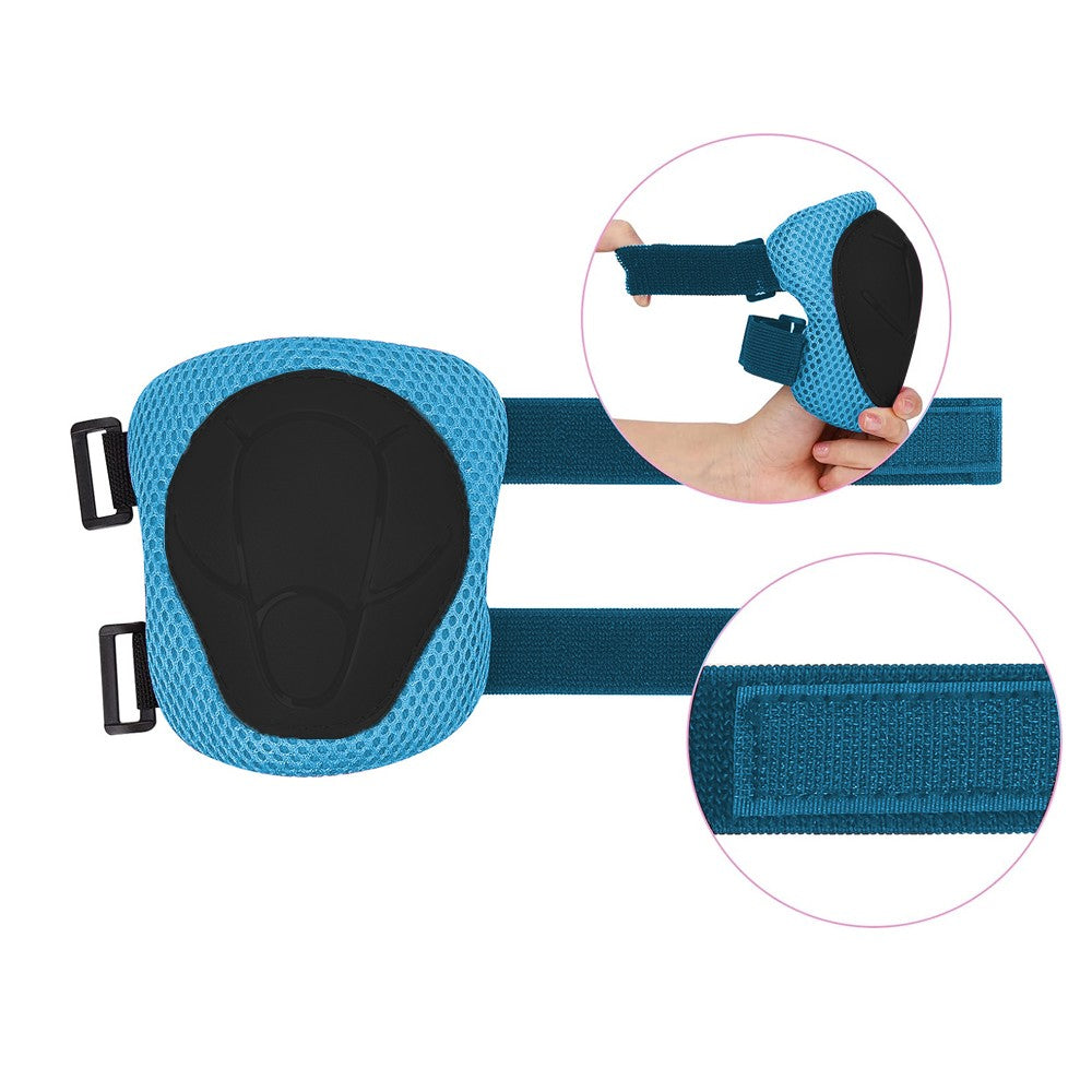 6Pcs Set Kids Protective Gear Set Knee Pads Wrist Guards Elbow Pads for Skating Cycling Rollerblading Blue
