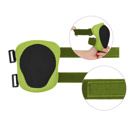 6Pcs Set Kids Protective Gear Set Knee Pads Wrist Guards Elbow Pads for Skating Cycling Rollerblading Green