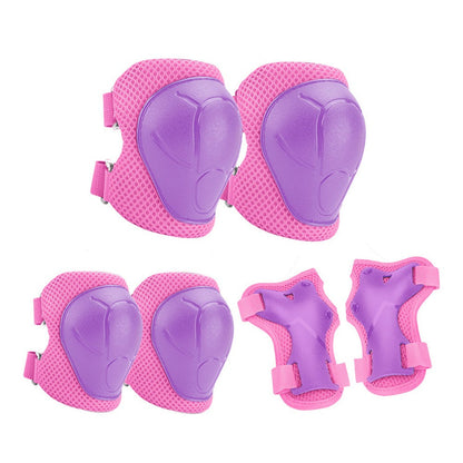 6Pcs Set Kids Protective Gear Set Knee Pads Wrist Guards Elbow Pads for Skating Cycling Rollerblading Pink
