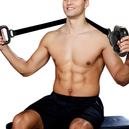 Handheld Muscle Massager with Massage Belt and 4 Massage Heads Black