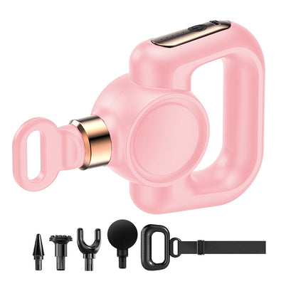 Handheld Muscle Massager with Massage Belt and 4 Massage Heads Pink