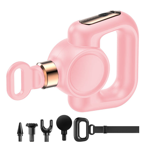 Handheld Muscle Massager with Massage Belt and 4 Massage Heads Pink