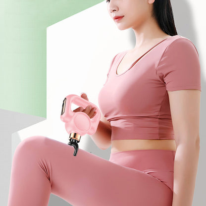 Handheld Muscle Massager with Massage Belt and 4 Massage Heads Pink