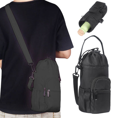 Water Bottle Sling Bag Crossbody Water Bottle Pouch Bottle Sleeve for Camping Walking Hiking Sports Black