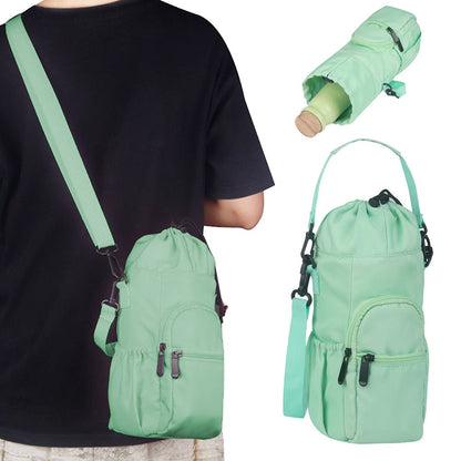 Water Bottle Sling Bag Crossbody Water Bottle Pouch Bottle Sleeve for Camping Walking Hiking Sports Green