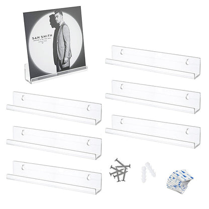 6Pcs Wall Mount Vinyl Record Display Shelf 12-inch Clear Acrylic Album Record Holder