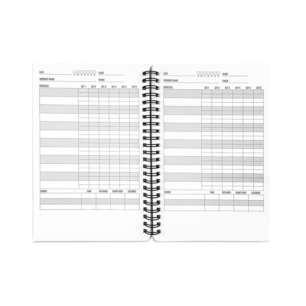 2Pcs A5 Fitness Journal Training Log Book Workout Log Gym Notebook - Black+Blue