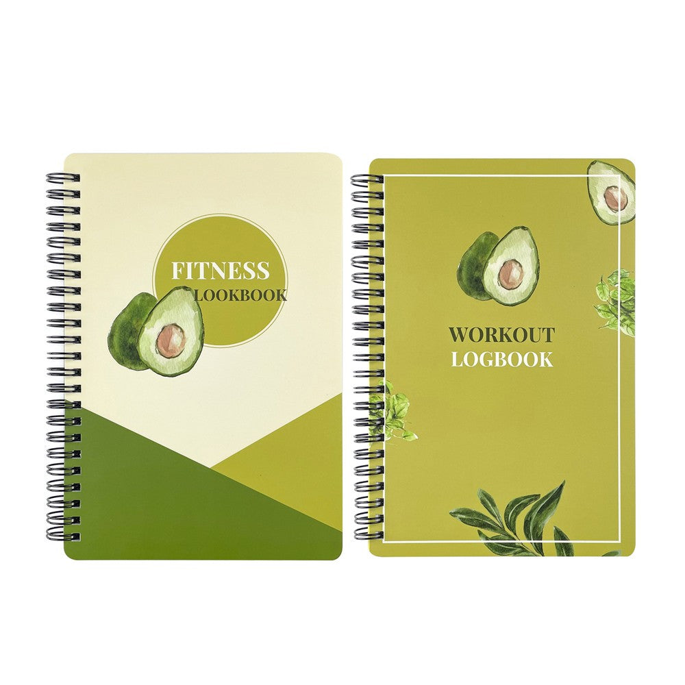 2Pcs A5 Fitness Journal Training Log Book Workout Log Gym Notebook - Green