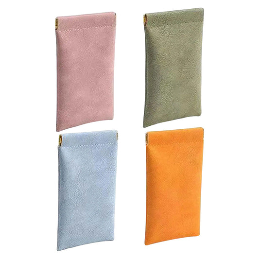 4Pcs Squeeze Top Glasses Pouches Portable Leather Sunglasses Storage Bags Travel Glasses Pouch