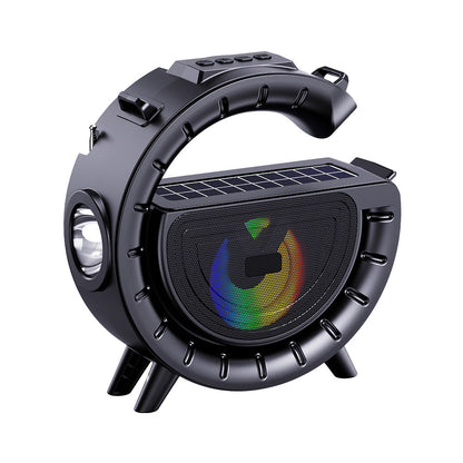Solar Powered Bluetooth Speaker with Flashlight Portable Outdoor Speaker