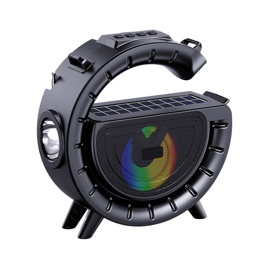 Solar Powered Bluetooth Speaker with Flashlight Portable Outdoor Speaker