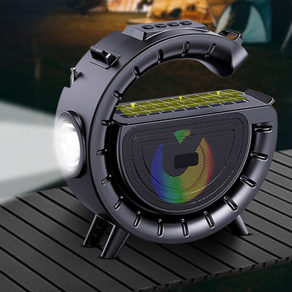 Solar Powered Bluetooth Speaker with Flashlight Portable Outdoor Speaker