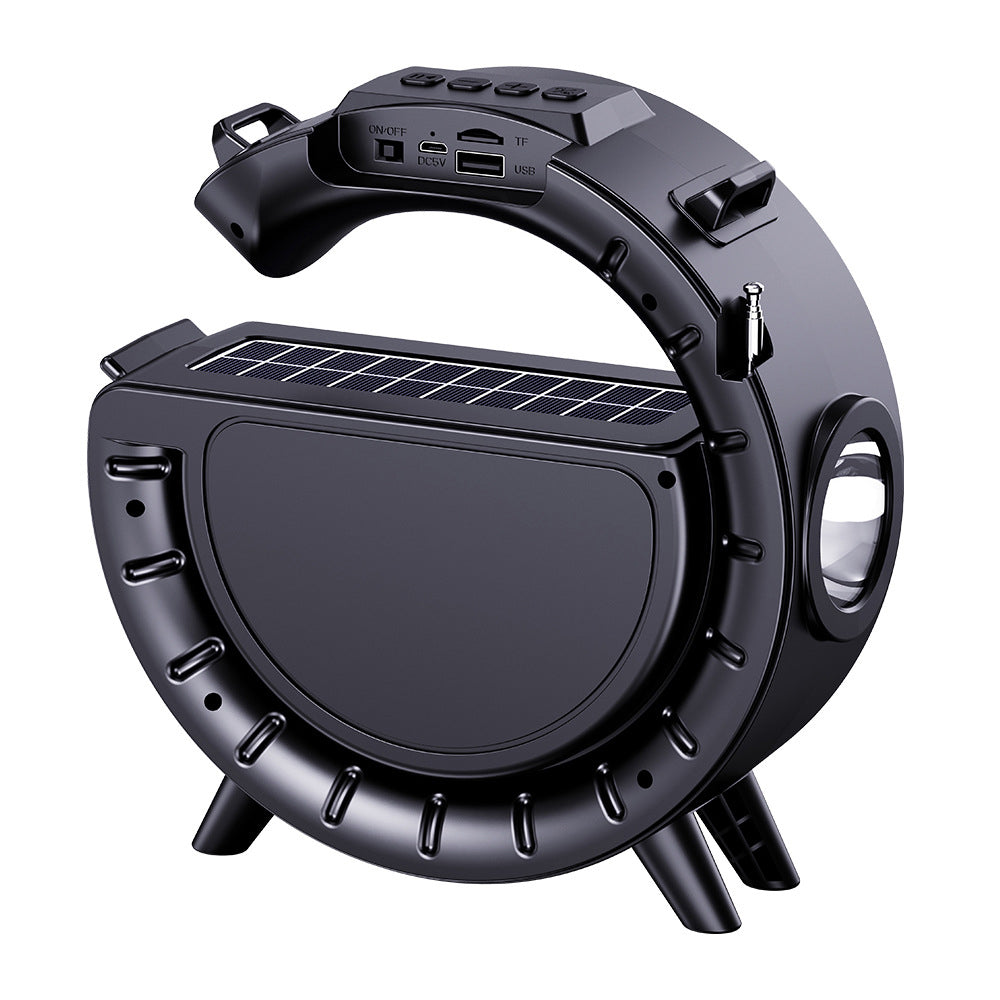 Solar Powered Bluetooth Speaker with Flashlight Portable Outdoor Speaker