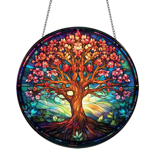 Stained Acrylic Window Panel Hanging Decor Round Wall Home Decoration