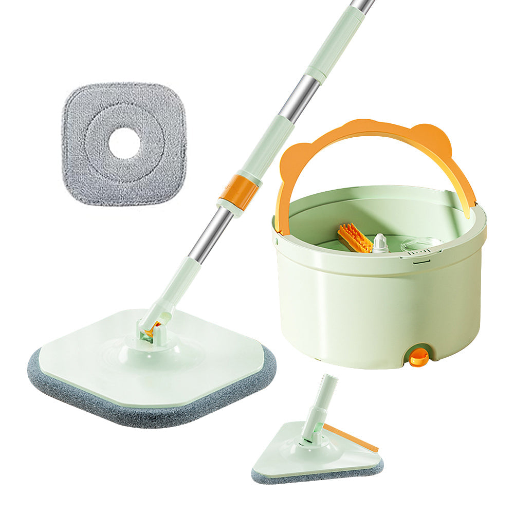 360-Degree Rotating Self Wringing Mop and Bucket Set Telescopic Spin Mop with Separate Compartments Bucket Style 3