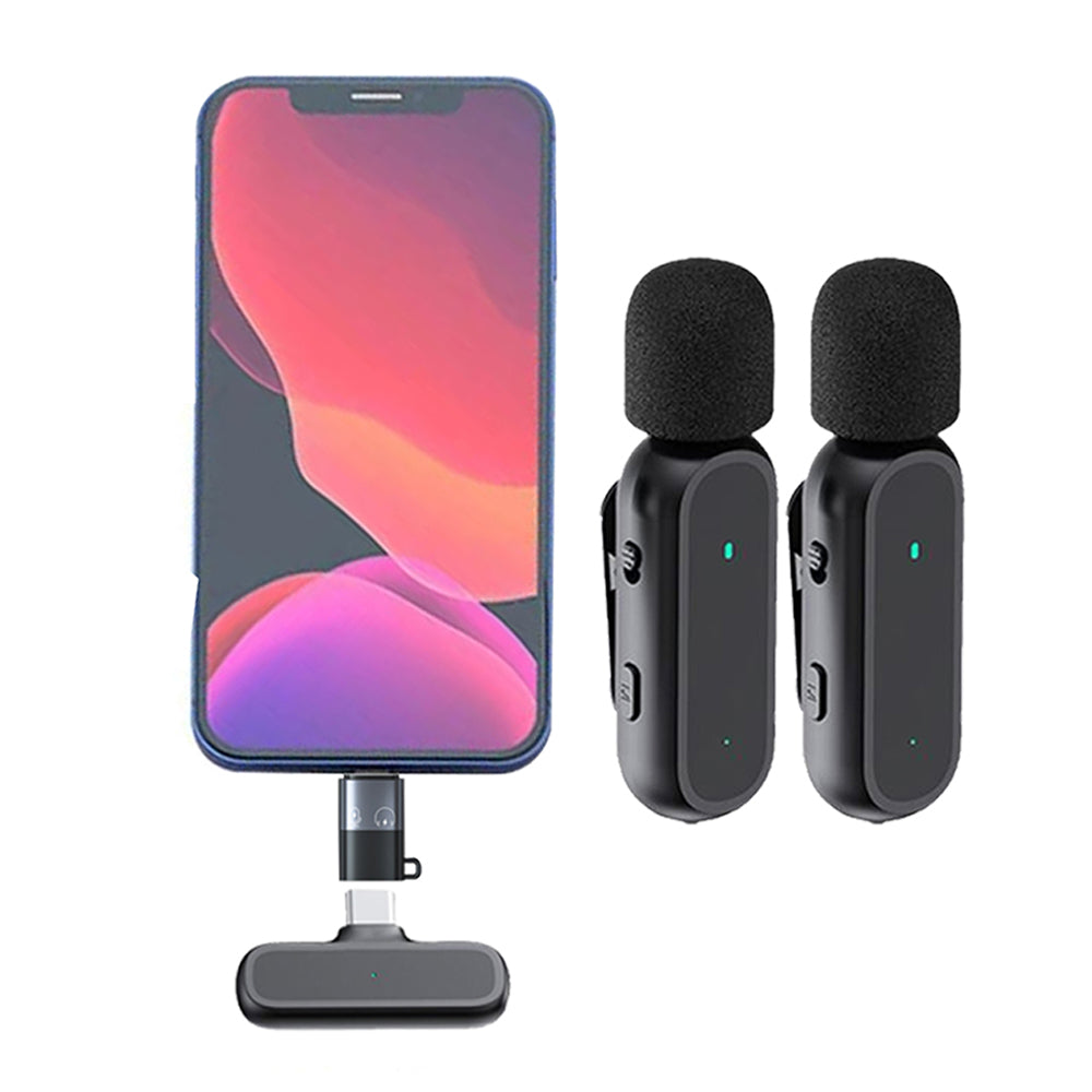 2-in-1 Wireless Lavalier Microphone Rechargeable Plug-Play Clip on Lapel Mic for Live Streaming Recording Vlog