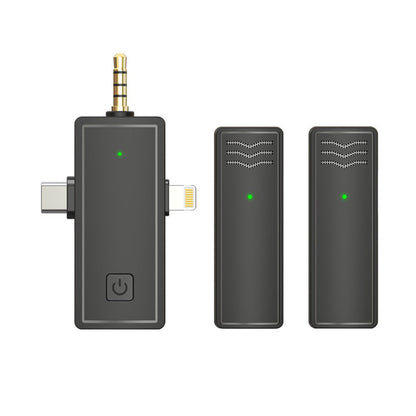 3-in-1 Wireless Lavalier Microphone Set for Vlog Live Streaming Style 1