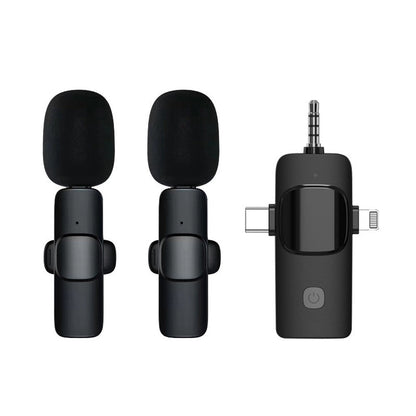 3-in-1 Wireless Lavalier Microphone Set for Vlog Live Streaming Style 2