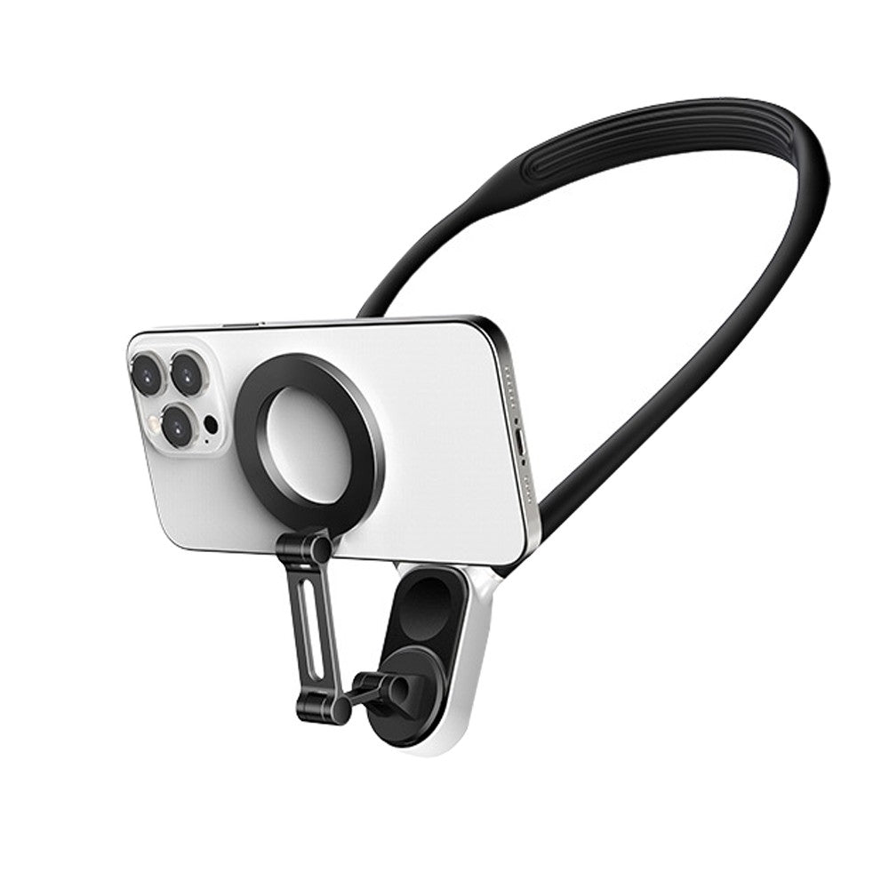 Foldable Hand Free Phone Gopro Holder Rotating Magnetic Neck Mount for Phones POV/Vlog Selfie Video Recording Mount Black