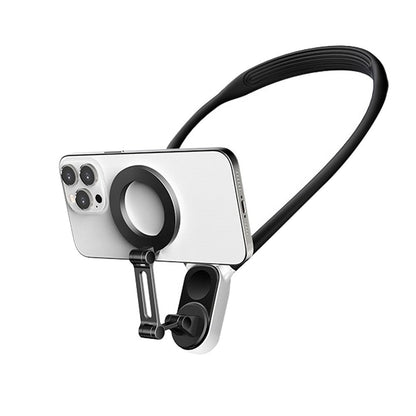 Foldable Hand Free Phone Gopro Holder Rotating Magnetic Neck Mount for Phones POV/Vlog Selfie Video Recording Mount Black