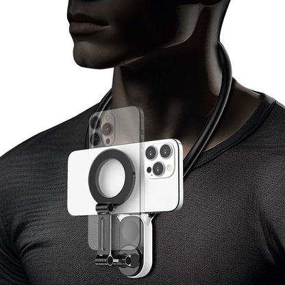 Foldable Hand Free Phone Gopro Holder Rotating Magnetic Neck Mount for Phones POV/Vlog Selfie Video Recording Mount Black