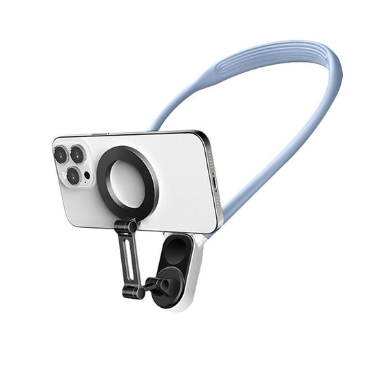 Foldable Hand Free Phone Gopro Holder Rotating Magnetic Neck Mount for Phones POV/Vlog Selfie Video Recording Mount Blue