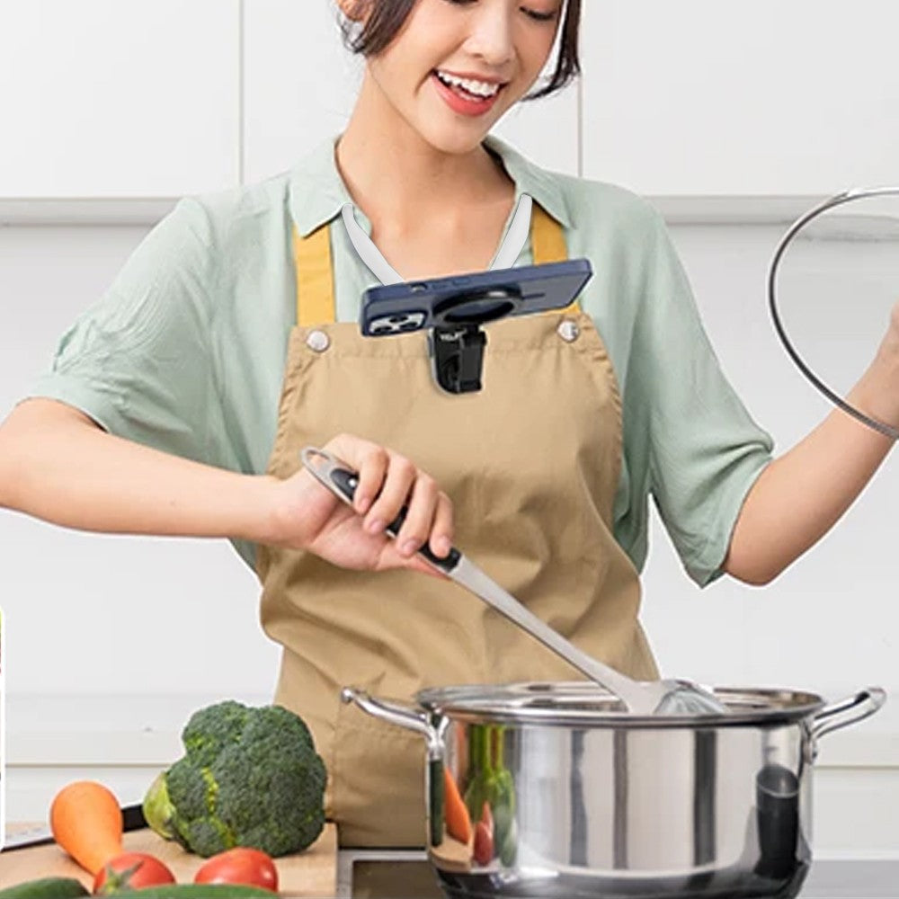 Foldable Hand Free Phone Gopro Holder Rotating Magnetic Neck Mount for Phones POV/Vlog Selfie Video Recording Mount Black