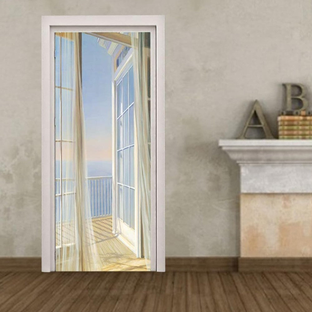 Self-adhesive Door Sticker Peel and Stick Door Mural PVC Door Wallpaper Multicolor